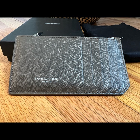Saint Laurent Fragments Zipped Leather Card Holder W/Box - Picture 4 of 6